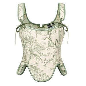 4672 Victorian Lace Up Corset Top Vintage Fishbone Floral Bodyshaper